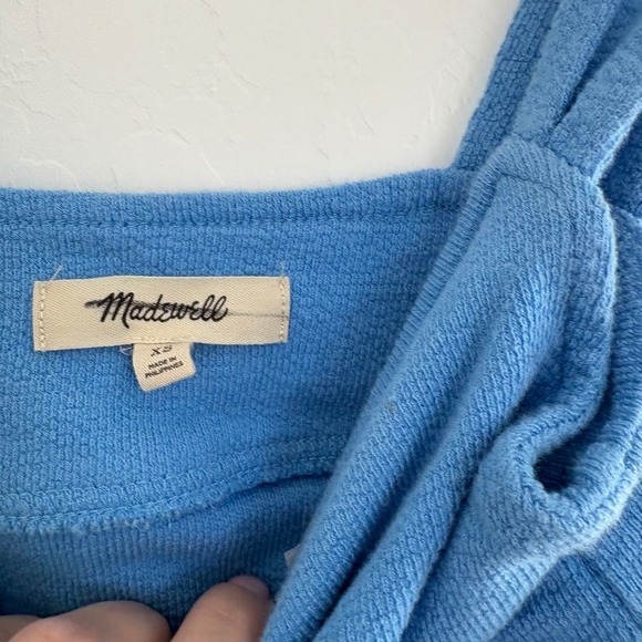 Madewell Terry Twist-Front Crop‎ Top Sleeveless Casual Blue XS - Picture 5 of 9